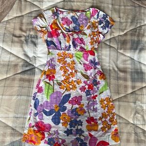 Boden Linen Floral Babydoll dress
